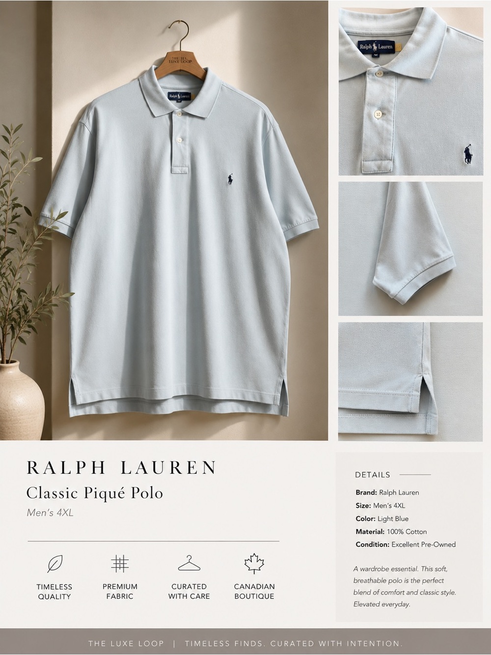 Ralph Lauren Light Blue Piqué Polo - Classic Embroidered Pony